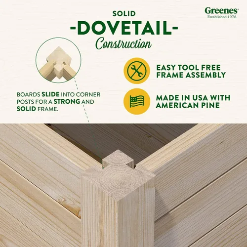 Vista 7 de Greenes Fence Original Pine - Cama elevada para jardín, 24 x 48 x 31 pulgadas, fabricada en Estados Unidos con pino americano