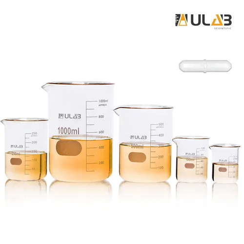 Vista 17 de Ulab Pinzas para vaso de precipitados de laboratorio, extremos recubiertos de goma roja, acero niquelado de 1/4 ", para vaso de precipitados