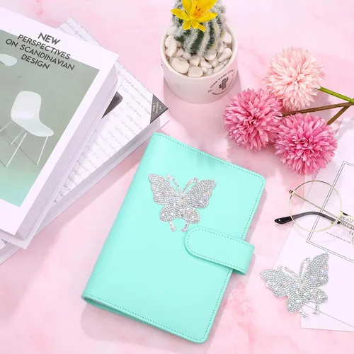 Vista 3 de Frienda 4 Piezas Calcomanías de Cristal para Automóvil Mariposa Brillante con Diamantes de Imitación Calcomanías para Mujeres Calcomanías