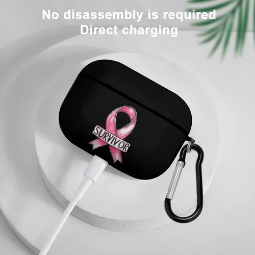 Vista 5 de Breast Cancer Survivor Hard Case Compatible with AirPods Pro 2nd / 1st Generation Cover with Keychain
