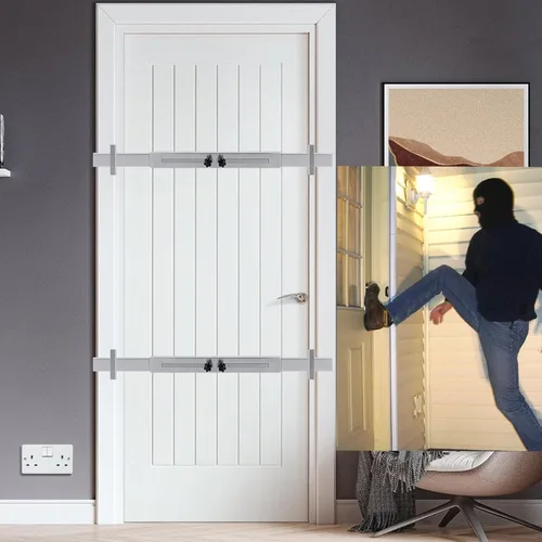 Vista 8 de Barra de seguridad para puerta (negro – resistente) Uso como barra de seguridad de puerta – Cerradura de refuerzo de puerta, protege la seguridad