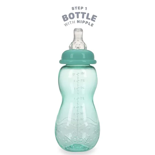 Vista 4 de Nuby Nueva botella de Tritan ultra duradera de 3 etapas Grow with Me sin derrames a taza, 10 onzas, verde azulado, 80387