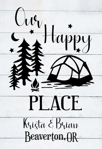 Vista 3 de Personalized Camper flag for campsite - Custom outdoor campsite decoration sign - Happy Camper gift for camper - Decor for RV and trailer, Our Happy