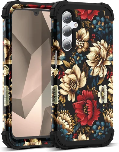 Vista 17 de Funda para Galaxy A14 5G Case, Patrón Floral 3 en 1 Protección Resistente de Servicio Pesado a Prueba de Golpes Parachoques de Goma de Silicona