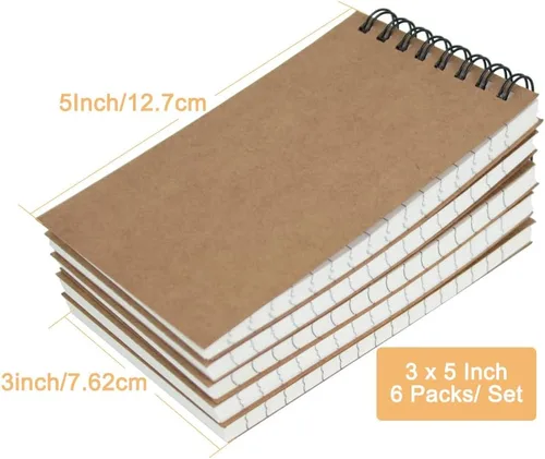 Vista 8 de Paquete de 8 cuadernos de bolsillo en espiral de 3 x 5 pulgadas, bloc de Negro