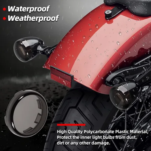 Vista 3 de Amazicha Cubierta de lente de luz de señal de giro de bala ahumada, lentes antiarañazos mejoradas compatibles con Harley Davidson Sportster