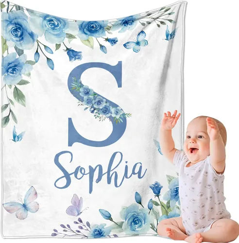 Vista 12 de Corissy envía al día siguiente, mantas personalizadas para bebé, manta personalizada para bebé con nombre para niñas, regalo para Navidad
