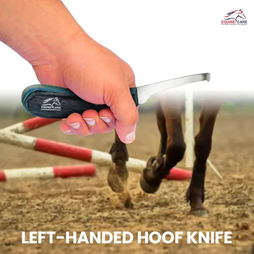 Vista 5 de Equine Care Cuchillo de pezuña para zurdos – Hoja estrecha de acero inoxidable J2 afilada, mango ergonómico antideslizante Herramienta profesional