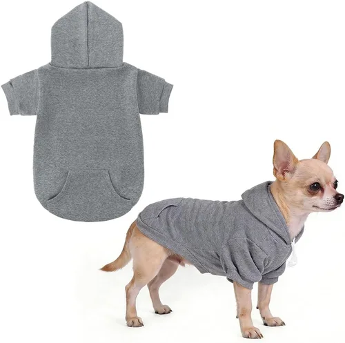 Vista 50 de KOOLTAIL Sudadera básica con capucha para perro, suave y cálida, con agujero para correa y con bolsillo, abrigo de invierno para perros, ropa