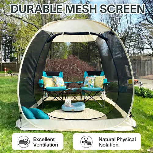 Vista 4 de Alvantor Cenador desplegable con mosquitera, refugio solar instantáneo resistente a los rayos UV para patio y patio trasero, tienda de campaña