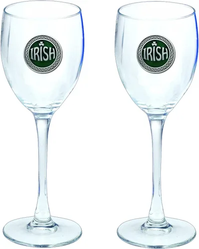 Vista 60 de Heritage Pewter Copas de vidrio de Arkansas, juego de 2, copas de vino de copa de 12 onzas, vidrio de peltre elaborado por expertos