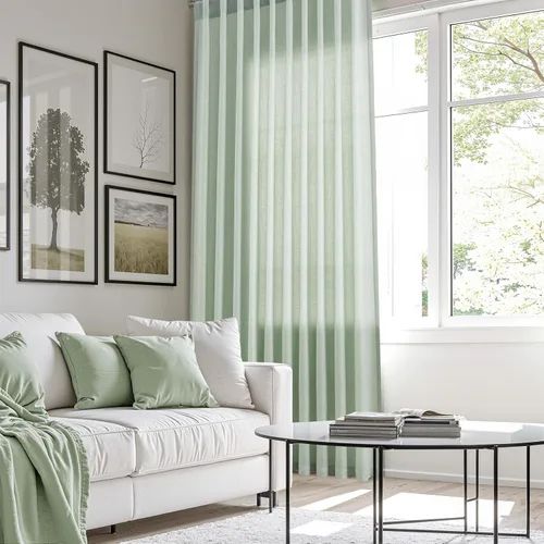 Vista 2 de Aersas Aqua Green Linen Curtains 84 Inches Long 2 Panels Set Back Tab Rod Pocket Living Room Curtain Farmhouse Rustic Light Filtering Hook Drapes