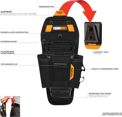 Vista 2 de TOUGHBUILT TOU-CT-36-L7 Technician - Bolsa de 7 bolsillos, color negro, S