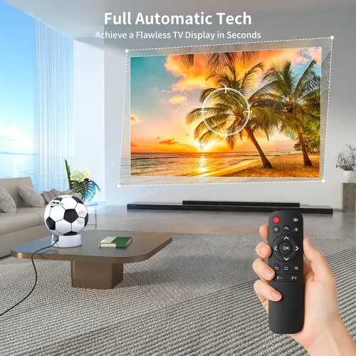Vista 3 de Mini proyector con WiFi y Bluetooth, proyector de película portátil con rotación de 180°, compatible con 4K 1080P para proyector al aire