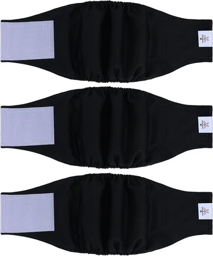 Vista 54 de CuteBone - Pañales lavables para perro macho, banda abdominal, paquete de 3 unidades, color negro, modelo DM54XS