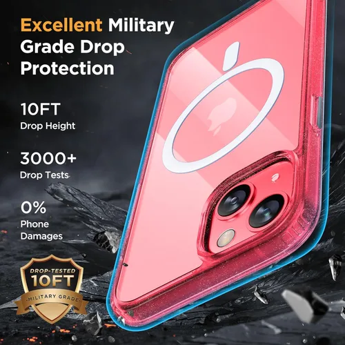 Vista 691 de Miracase - Funda magnética para iPhone 13 de 6.1 pulgadas (compatible con MagSafe) (con 2 protectores de pantalla), protección de grado militar