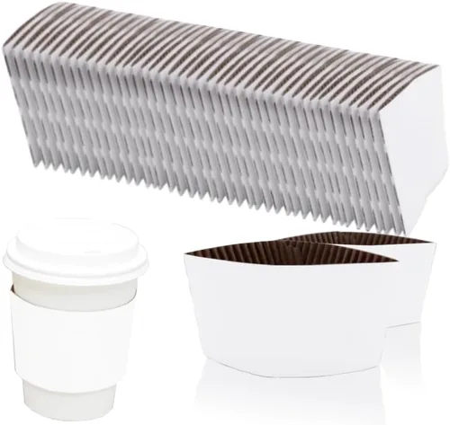 Vista 10 de EchoDone Fundas desechables de 8 onzas para tazas de café para bebidas calientes, chaquetas de papel corrugado, 200 unidades, color negro (sin tazas)