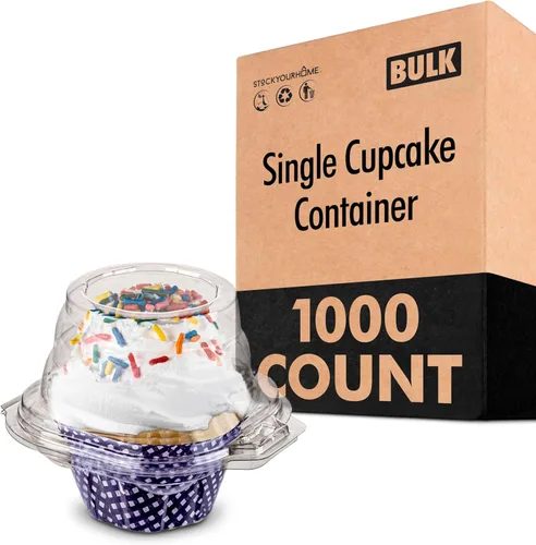 Vista 9 de Stock Your Home Recipientes individuales para cupcakes, paquete de 25, soporte para cupcakes con tapa, contenedor de plástico para magdalenas