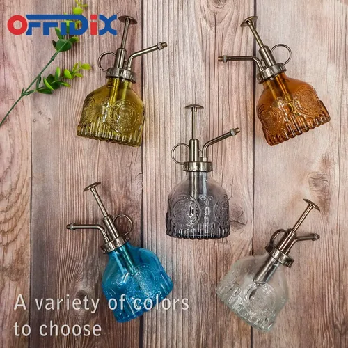 Vista 4 de OFFIDIX Plant Mister, 6.3 pulgadas de alto, estilo vintage, Spritzer, bomba superior de plástico, regadera pequeña de vidrio, botella de repuesto