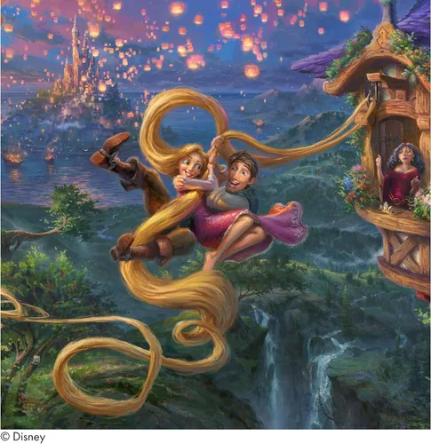 Vista 2 de Thomas Kinkade Studios Tangled Up in Love - Lienzo envuelto en galería de 14 x 14 pulgadas