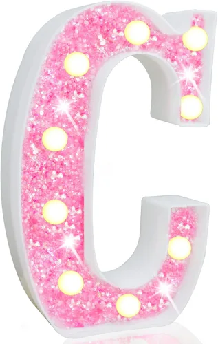 Vista 61 de Pooqla Luces de números de marquesina, números de luz rosa para niñas de 10.º cumpleaños, funciona con pilas, luz nocturna de número con purpurina
