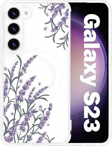 Vista 51 de Funda magnética para Samsung Galaxy S22 Ultra Flower, compatible con MagSafe, patrón floral transparente a prueba de golpes, parte trasera