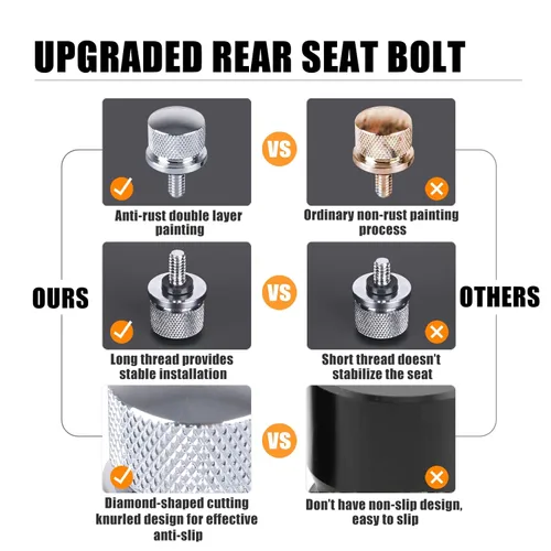 Vista 5 de Street Glide Sportster Perno de asiento para Harley, tornillo moleteado para guardabarros trasero de motocicleta Dyna Sportster Softail Road Glide