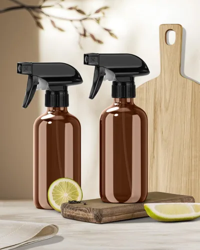 Vista 7 de Bontip Botella de spray de vidrio, juego de botellas de vidrio ámbar y accesorios recargables para plantas, limpiadores de ventanas, aromaterapia