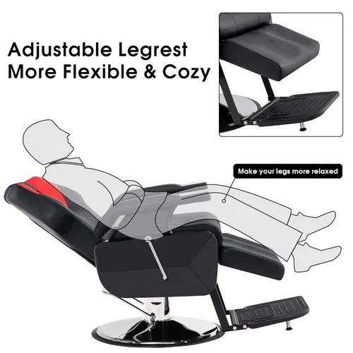 Vista 8 de BarberPub Silla de peluquero reclinable hidráulica para todo propósito salón belleza Spa Equipo de estilo 9208 (rojo)