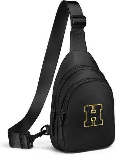 Vista 115 de Viverte Pequeña bolsa con inicial para niñas y mujeres, bonita cangurera cruzada de regalo