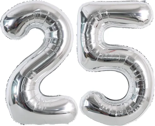Vista 18 de TONIFUL Globos plateados de 40 pulgadas con números grandes del 0 al 9, número 0 digital 0, globos de helio de papel de aluminio Mylar con números