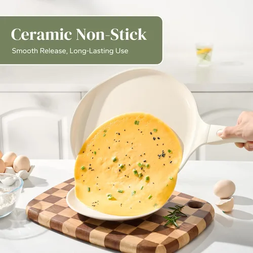 Vista 5 de Redchef Sartén antiadherente para crepes de 12 pulgadas con revestimiento de cerámica, sartén plana antiadherente, sartén profesional