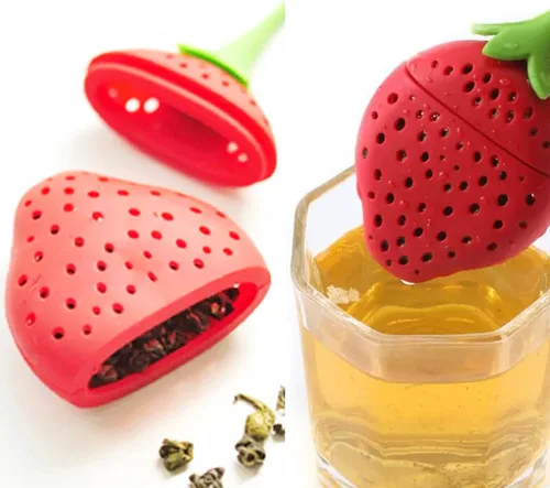 Vista 5 de 8 coladores de té de silicona, con infusión de té de fresa, limón, bolsas de té para té de hojas sueltas, difusores de té reutilizables para tazas