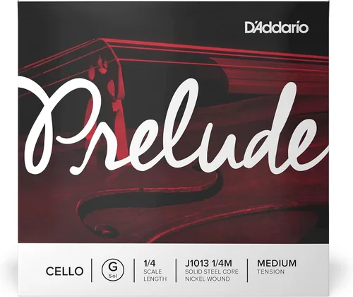 Vista 19 de D'Addario Prelude Cuerda Sol para violonchelo individual, 1/2 de escala, tensión media