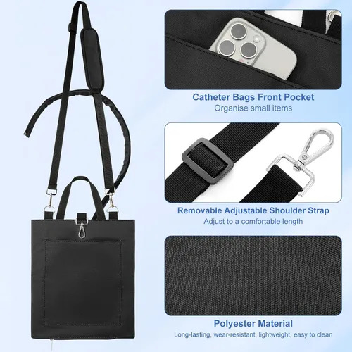 Vista 5 de Rhino Valley Foley - Funda para bolsa de catéter con correa ajustable y cubierta de tubo, soporte para bolsa de nefrostomía con bolsillo