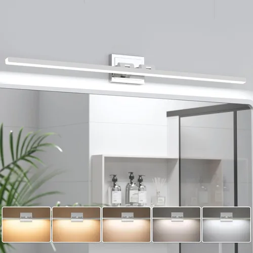 Vista 12 de VOLISUN Lámpara de tocador de baño de 15.7 pulgadas, 12 W, regulable, 5CCT, lámpara de baño LED sobre el espejo, luz de tocador de barra dorada