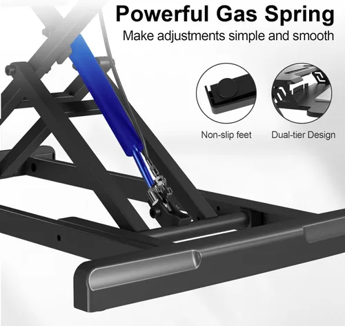 Vista 6 de Convertidor de escritorio de pie de 32 pulgadas, altura ajustable, elevador de escritorio de pie para sentarse, estación de trabajo de doble monitor