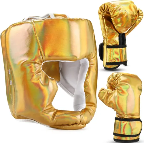 Vista 8 de Set de protección para la cabeza y guantes de boxeo Arrowbash para niños, guantes de boxeo de 6 oz y protección para la cabeza de lucha