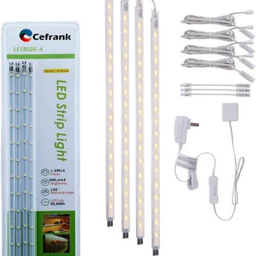 Cefrank Barras de Luz con Pantalla LED – Kit de tira de luz delgada enlazable de 4 x 16 pulgadas – Serie + conexión paralela – Plug n Play – Blanco