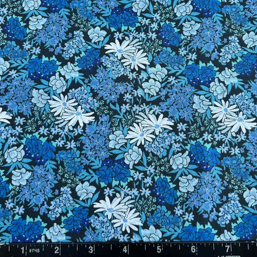Tela 100% algodón por yarda para costura, acolchado, manualidades DIY - 42 pulgadas de ancho (No. 20 - Flor silvestre azul)