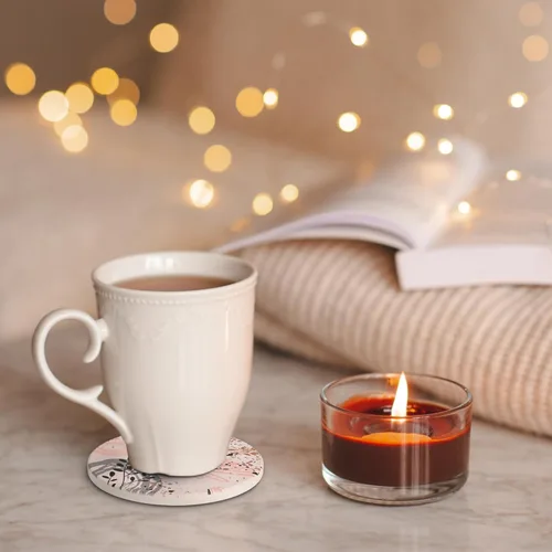 Vista 4 de Juego de 4 posavasos de escritorio estéticos de cerámica para mujer, diseño floral de primavera