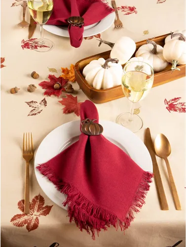 Vista 5 de DII Colección de cocina rústica de hojas de otoño, decoración de mesa de Acción de Gracias y otoño, juego de servilletas, 20 x 20, 6 piezas