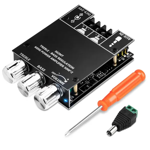 Vista 19 de Daakro 2 placas amplificadoras Bluetooth ZK-1001B, placa amplificador de canal mono de 100 W con función de emparejamiento TWS, CC 7-24 V, entrada