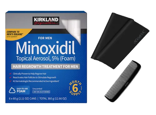 Kirkland Signature - Tratamiento de regeneración del cabello con espuma de minoxidil para hombres, 2.11 onzas, 6 unidades (suministro para 6 meses)