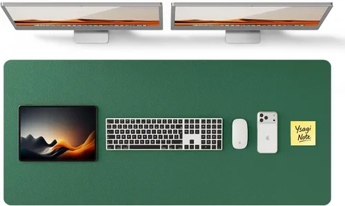 Vista 57 de YSAGi Protector de escritorio de cuero, tapete de oficina, alfombrilla grande para mouse, secante de cuero PU antideslizante, escritorio