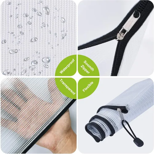 Vista 8 de Tamaño A5/B5, bolsas de malla de plástico con cremallera, carpetas de archivos de documentos resistentes al desgarro, bolsa organizadora