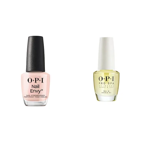 OPI Nail Envy, tratamiento de fortalecimiento de uñas, uñas más fuertes en 1 semana, fórmula vegana, baño de burbujas 0.5 onzas líquidas y aceite de