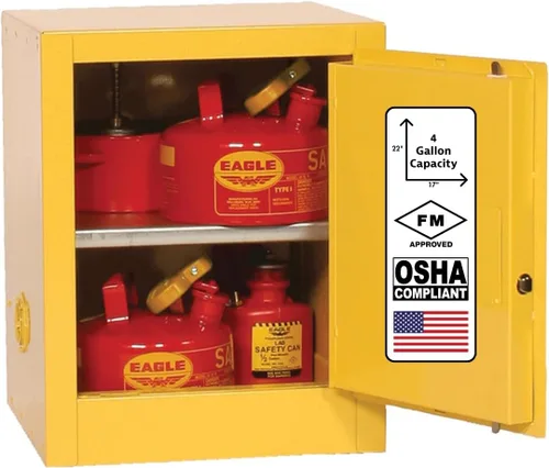 Vista 11 de Eagle American Made Armario de almacenamiento de líquidos inflamables de 2 galones, gabinete ignífugo que ahorra espacio con cierre manual