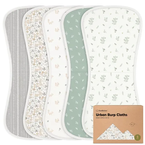 Vista 17 de Paños orgánicos para eructos para bebés niños y niñas - Paquete de 5 paños de algodón súper absorbentes para eructar para bebés, trapos suaves