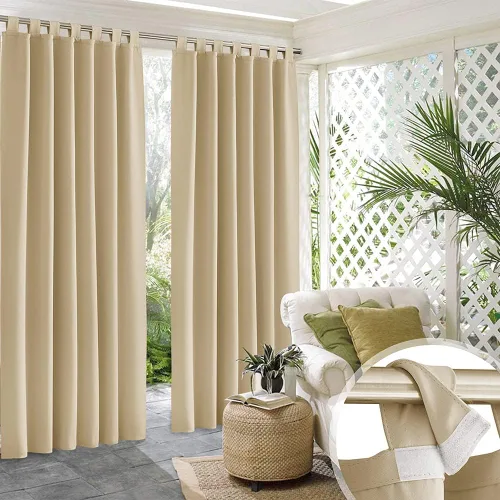 Vista 6 de RYB HOME Cortinas para Exteriores para Patio - 2 Paneles Cortinas para Exteriores Desmontables con Parte Superior Adhesiva Impermeables Opacas